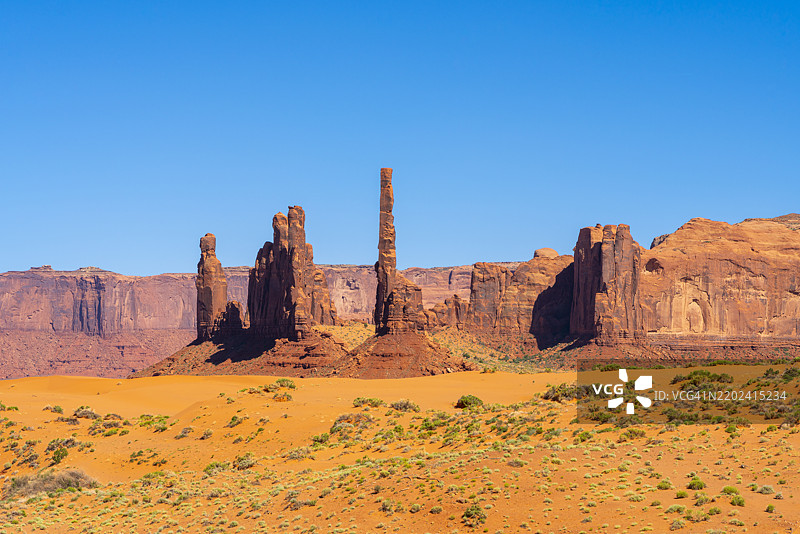 图腾柱和耶比切，纪念谷，美国亚利桑那州，北美图片素材