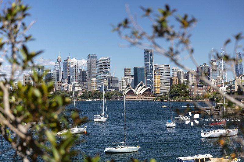 阳光明媚的秋日，从克雷莫恩角俯瞰悉尼天际线图片素材