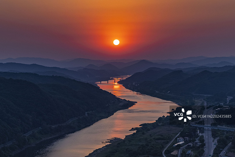 日落，登山，金刚山图片素材