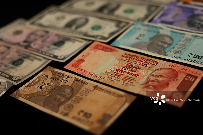 美元与印度卢比外汇图片素材