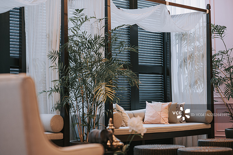 奢华经典的室内休息大厅接待区图片素材