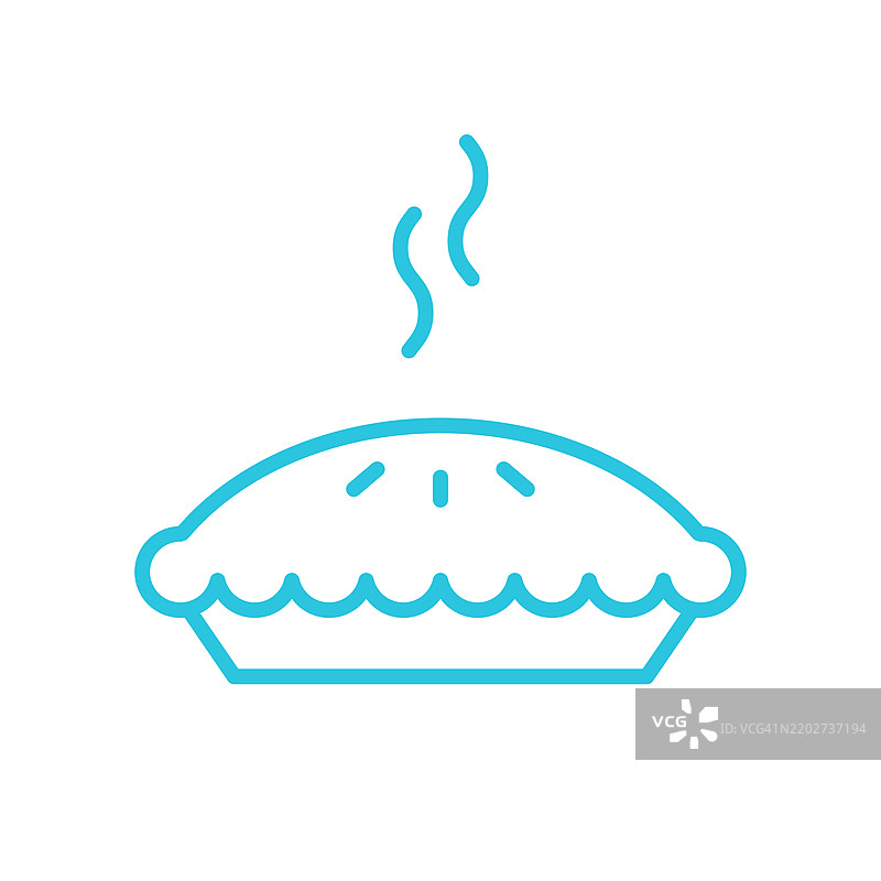 美味的苹果派图标。白色背景下的孤立图标。蓝色图标集。图片素材