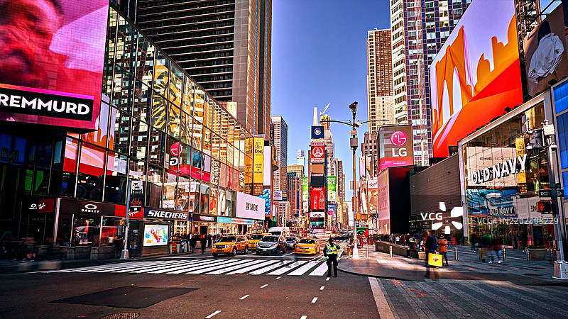 时代广场。延时摄影。白天。全景。图片素材