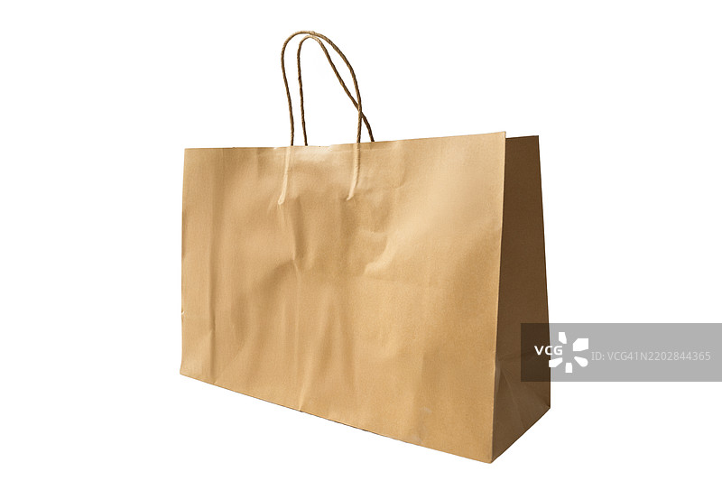 白色背景上的棕色纸袋图片素材
