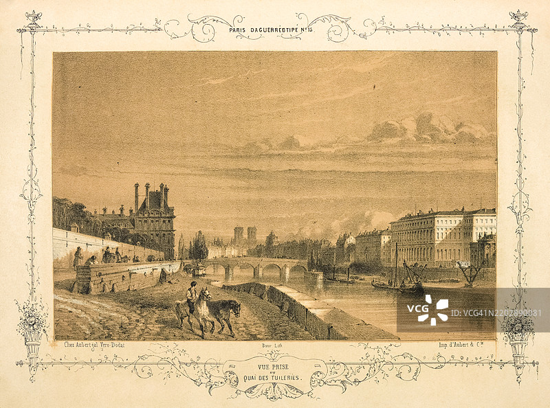 从巴黎杜乐丽花园码头拍摄的景观图片素材