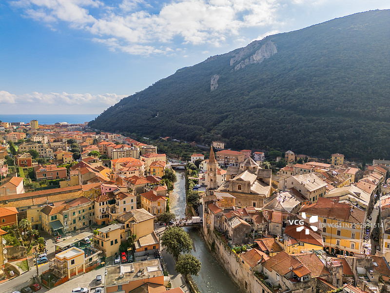 利古里亚的最终博尔戈镇航拍图图片素材
