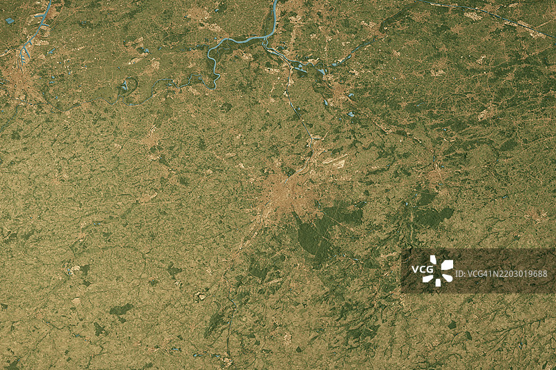 布鲁塞尔卫星地形图 3D 渲染 真彩色图片素材