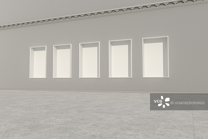 墙壁和窗户背景图像，3D 渲染图片素材