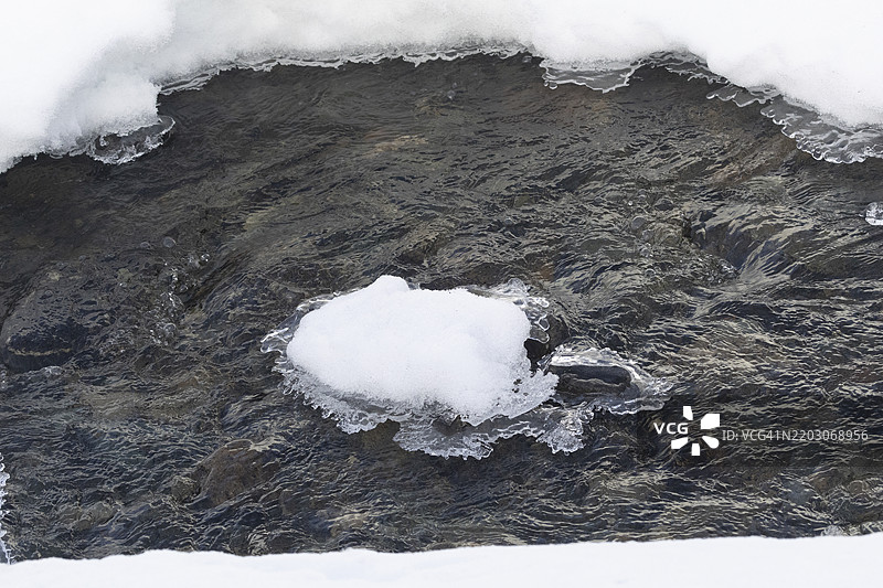 小溪中的冰雪图片素材