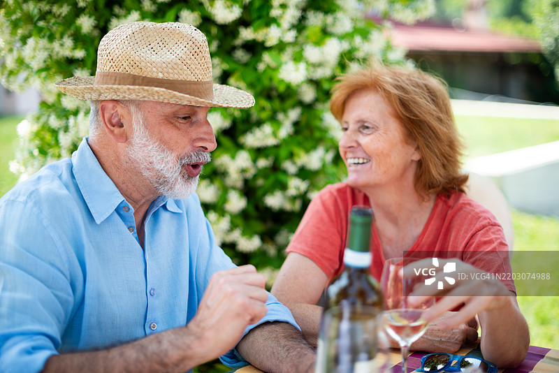 皮埃蒙特兰戈地区的家庭假期：户外饮酒和美食图片素材