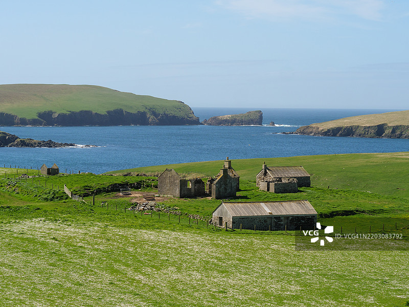 海洋与天空的美丽景色，勒威克，设得兰，英国，英国图片素材