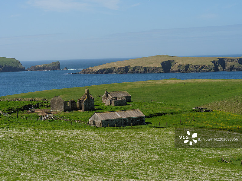 海洋与天空的美丽景色，勒威克，设得兰群岛，英国图片素材