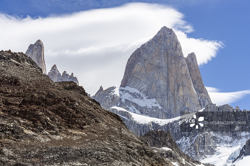 菲茨罗伊山，洛斯特雷斯湖步道，埃尔查尔滕，圣克鲁斯省，阿根廷，南美洲图片素材