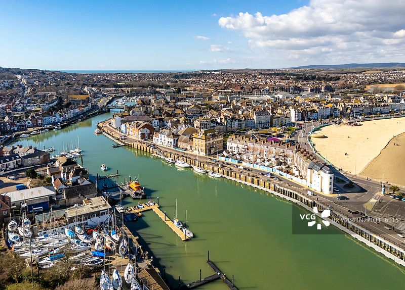 多塞特郡韦茅斯港的鸟瞰图图片素材