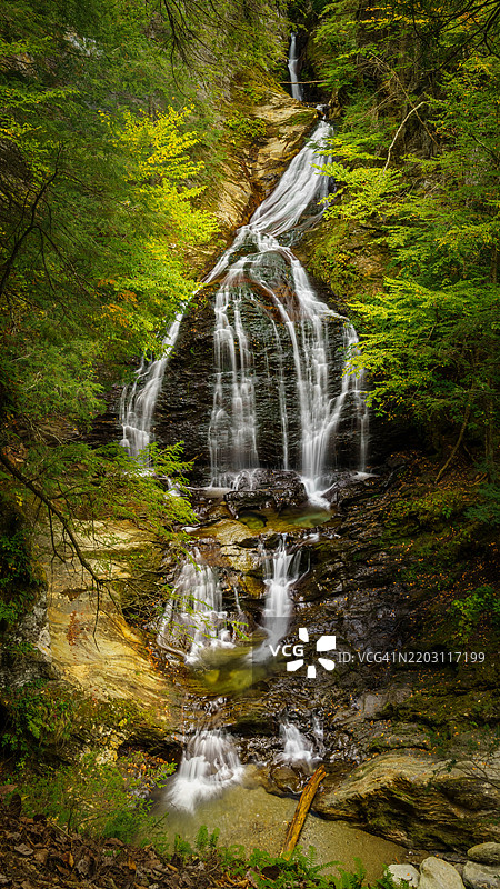森林中的瀑布景观，莫斯格伦瀑布，美国图片素材
