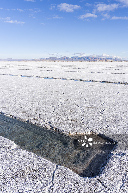 盐矿开采的痕迹，阿根廷萨尔塔省萨利纳斯格兰德斯，南美洲图片素材