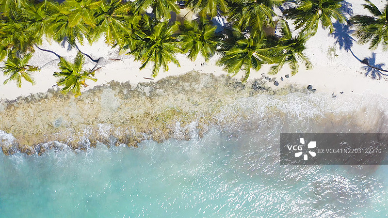 空中乐园：萨沃纳岛宁静海岸线的独特视角图片素材