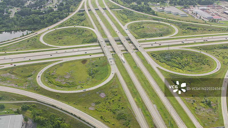 密歇根州兰辛的立交桥鸟瞰图图片素材