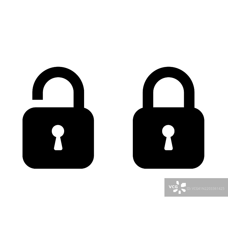 锁定和解锁图标集图片素材
