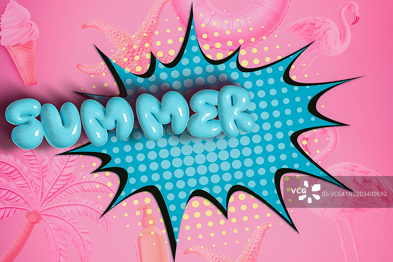 夏季漫画风格文字图片素材