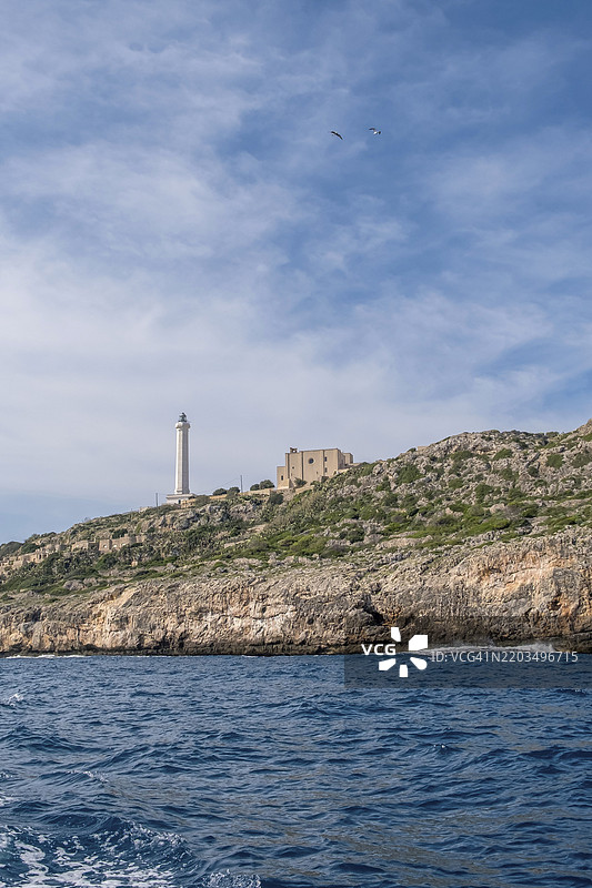 莱乌卡灯塔，圣玛丽亚·迪·莱乌卡，莱乌卡，莱切省，阿普利亚，萨伦托，意大利，欧洲图片素材