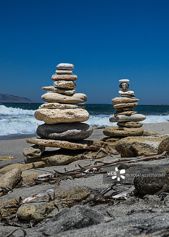 科斯岛海滩上的岩石雕塑图片素材