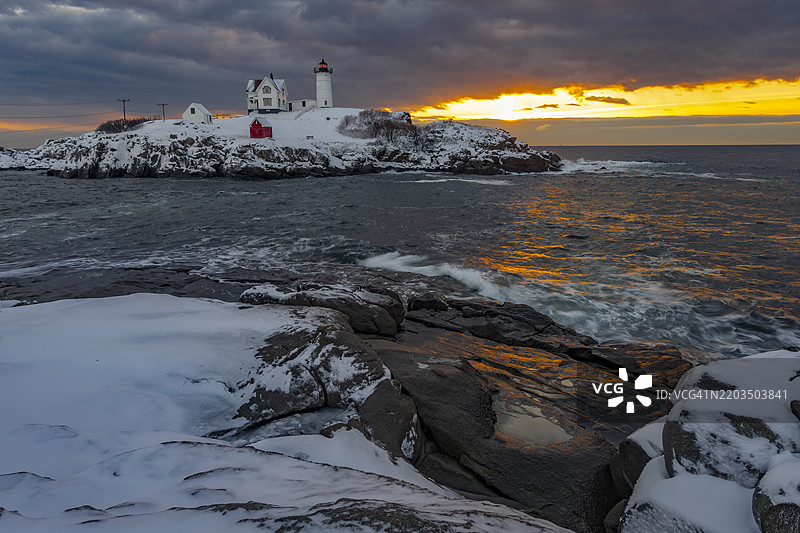 冬季美国海洋与天空的美丽景色图片素材
