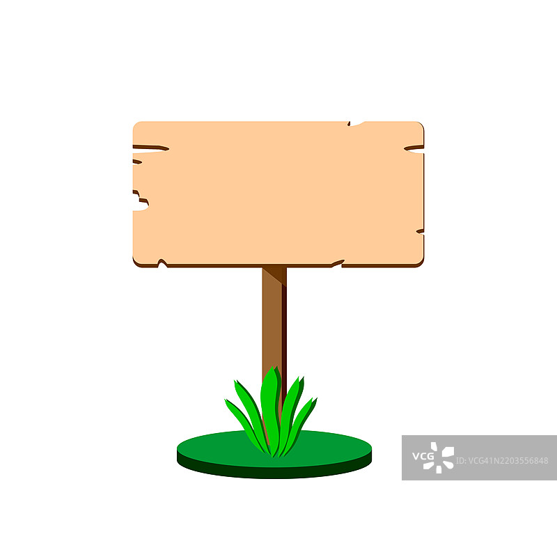 白色背景上的木制指示牌矢量图。图片素材