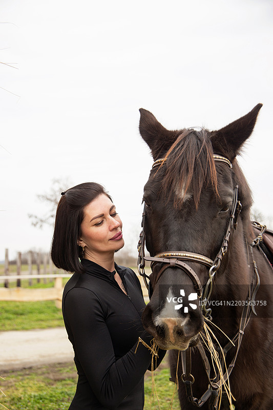 美丽的女人与马图片素材
