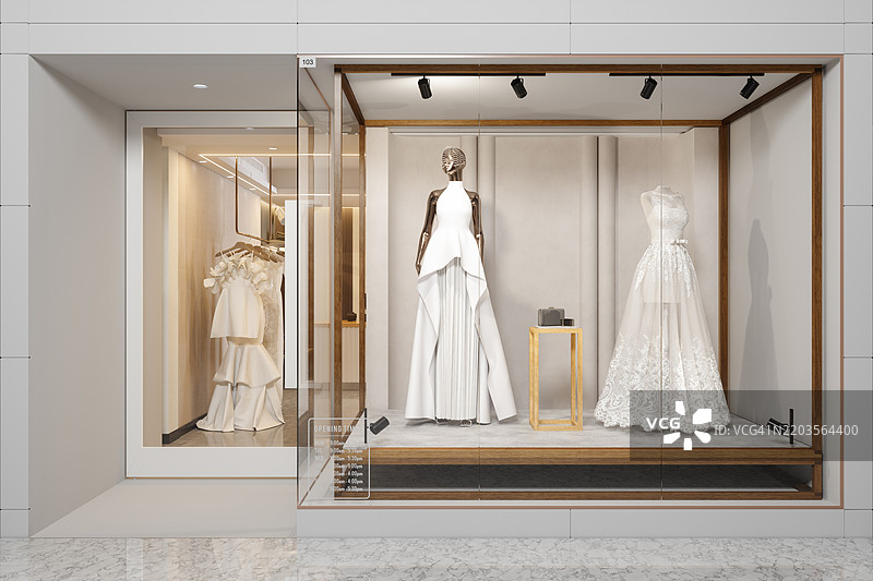 婚礼精品店外观，橱窗展示婚纱图片素材