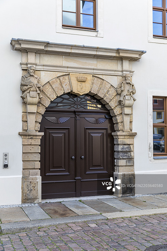 德国萨克森州弗赖贝格赫尔德街市档案馆的历史门户图片素材