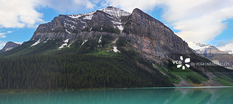 湖泊和山脉在天空下的美丽景色图片素材