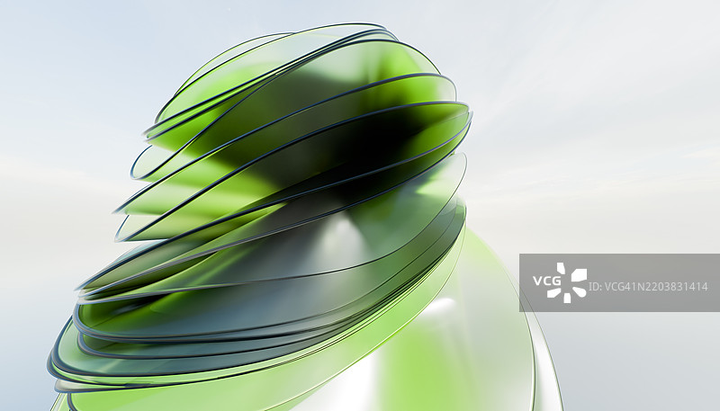 抽象的3D绿色透明设计，具有分层形状图片素材