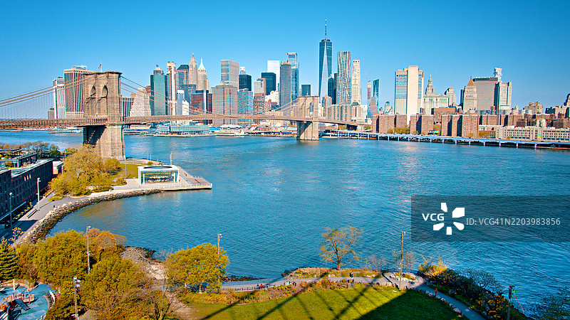 曼哈顿金融区的鸟瞰图。图片素材