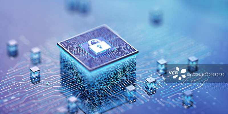 锁定的大数据。安全系统阻止概念。宽广图片素材