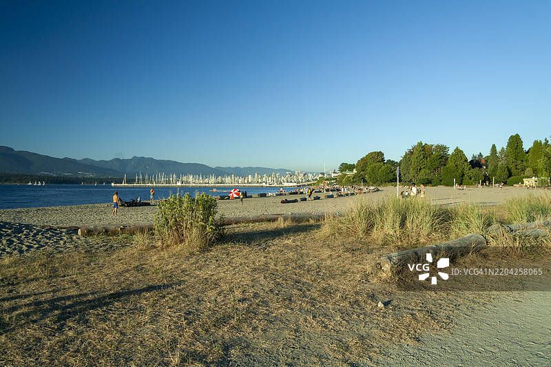 哈登公园日落时的温哥华天际线图片素材