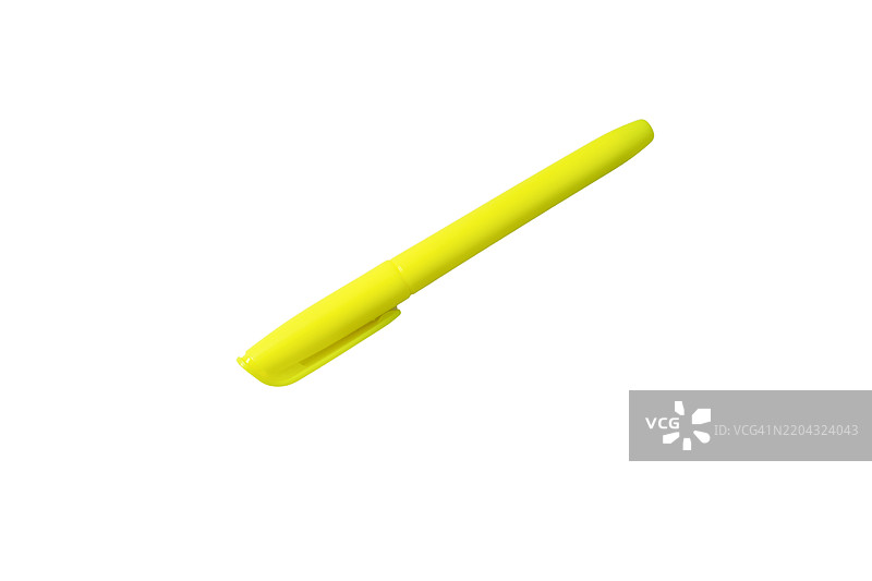 一支黄色的笔放在白色背景上图片素材