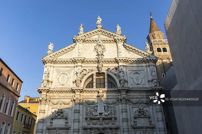 摩西教堂，晨光中的外观，威尼斯，意大利，欧洲图片素材
