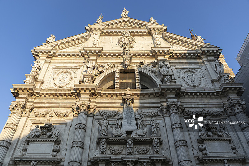摩西教堂，晨光中的外立面，意大利威尼斯，欧洲图片素材