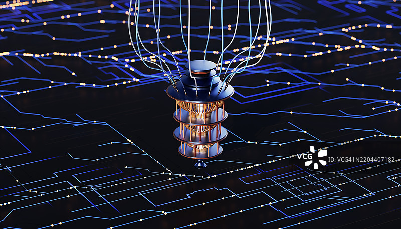明日电路上的量子核心图片素材