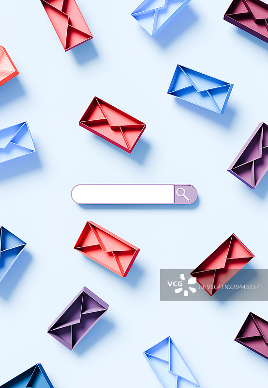 动态排列的散落字母符号与中央悬浮搜索栏图片素材
