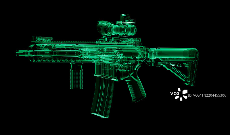 突击步枪的X光图像图片素材