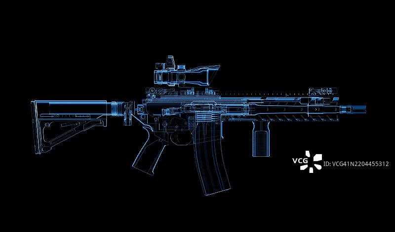 突击步枪的X光图像图片素材
