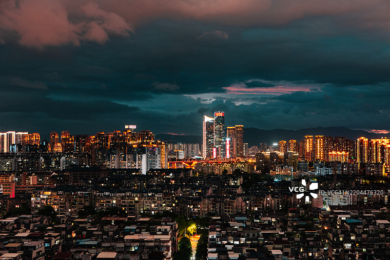 福建省福州市城市CBD的日落景色图片素材