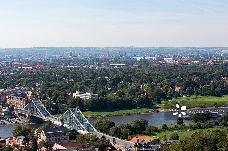历史悠久的“蓝色奇迹”桥（德语：Blaues Wunder） - 萨克森/德国图片素材