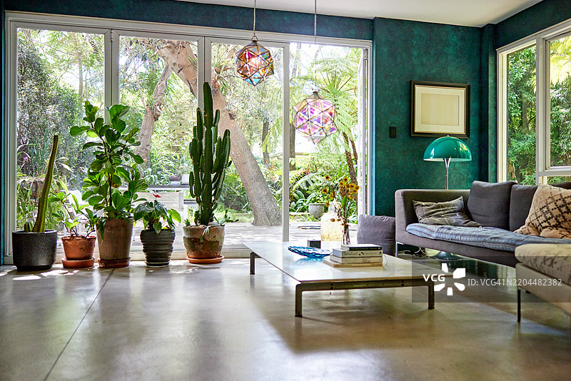 宽敞的客厅，带有露台通道图片素材