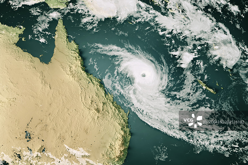 气旋阿尔弗雷德 20250228 珊瑚海云图 3D 渲染 彩色图片素材