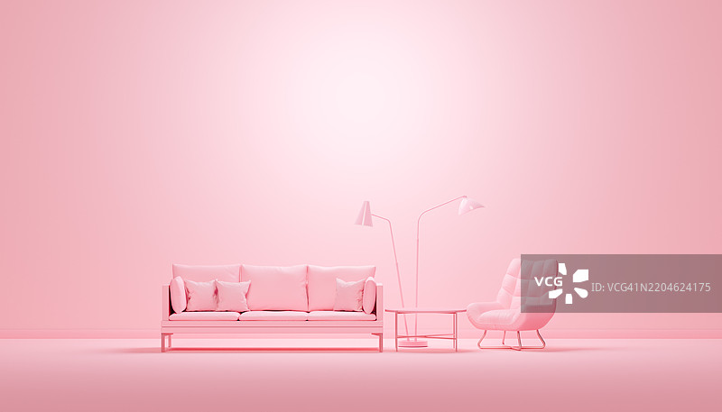 宁静宜人的粉色调客厅图片素材