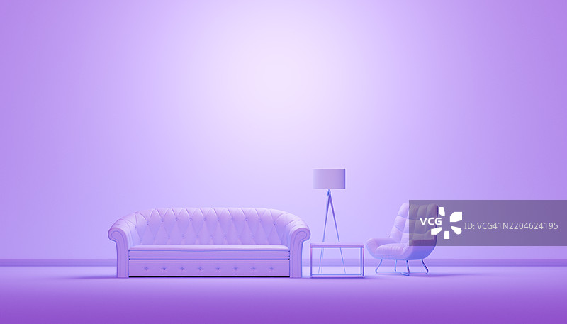 宁静优雅：淡紫色开放空间的客厅图片素材