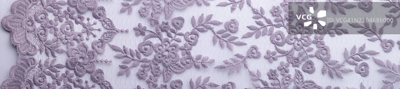 全景拍摄的刺绣蕾丝面料图片素材